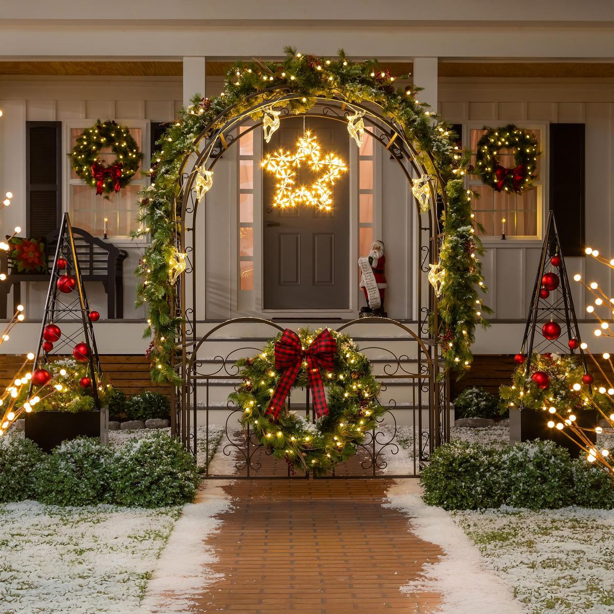 Plow & Hearth arch supports roses and ivy beautifully.