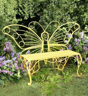 Plow & Hearth butterfly bench back detail for elegant garden décor.