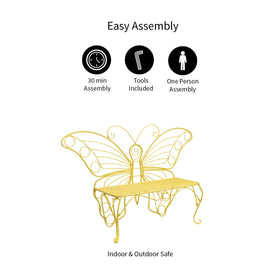 Plow & Hearth butterfly bench dimensions shown 60 inches wide.