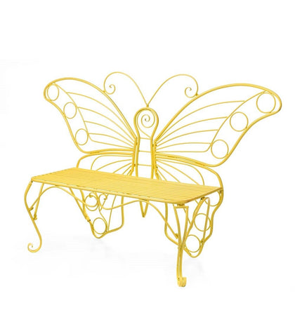 Plow & Hearth butterfly bench wide outdoor view for garden seating.