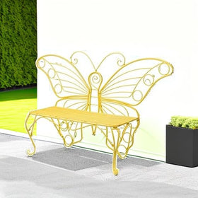 Plow & Hearth weatherproof bench on patio year-round outdoor use.