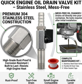 plrtliren oil drain valve in mower maintenance setup
