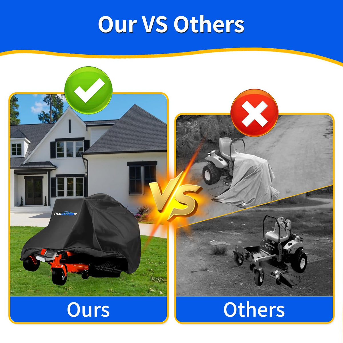 Plscoverit drawstring-tightened mower cover stays secure in wind