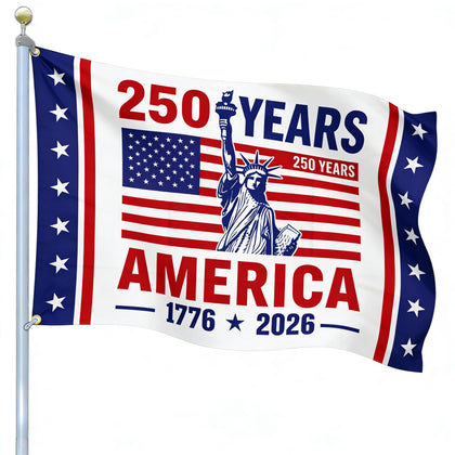 PLTCAT 250th Anniversary USA flag 3x5 front view for outdoor display and celebration