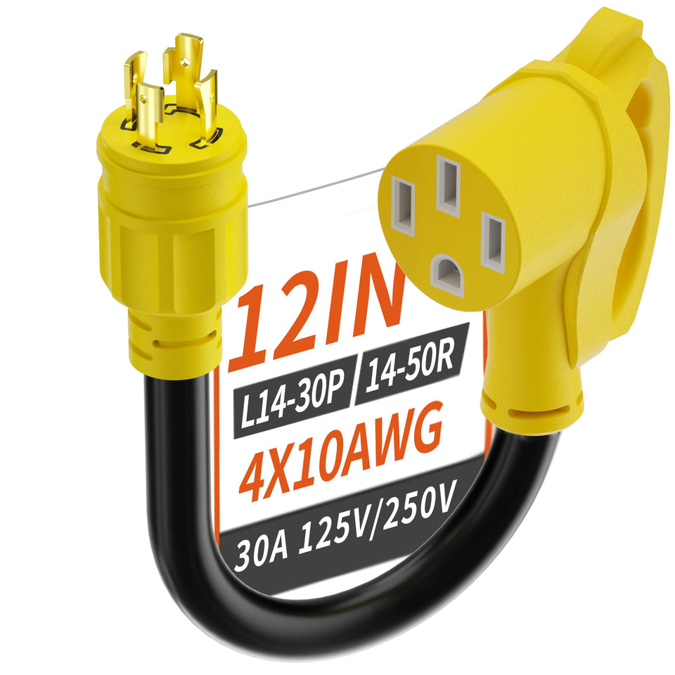PlugSaf L14-30 to 14-50 adapter cord for secure generator connections