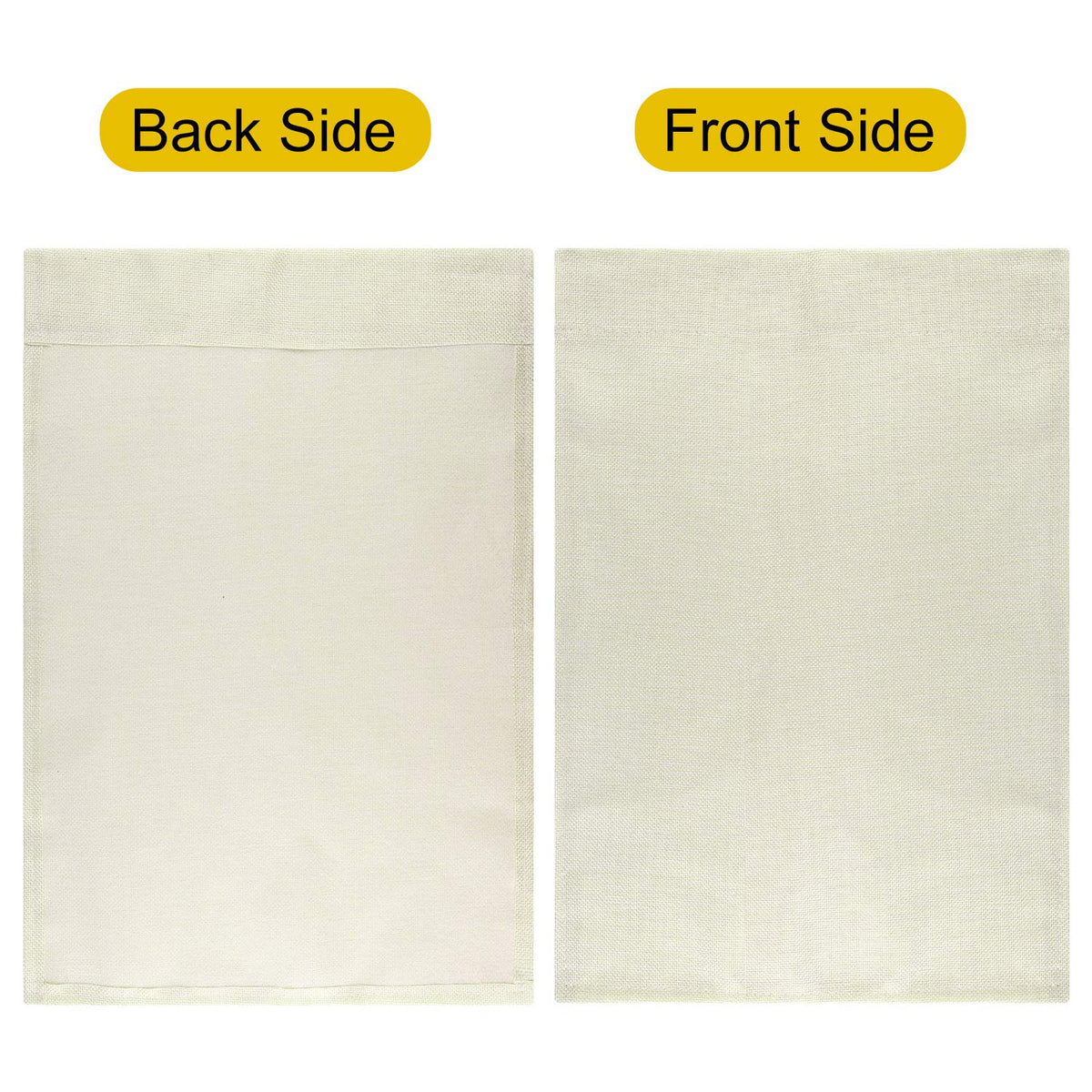PLULON burlap flags texture close-up highlights durable outdoor material.