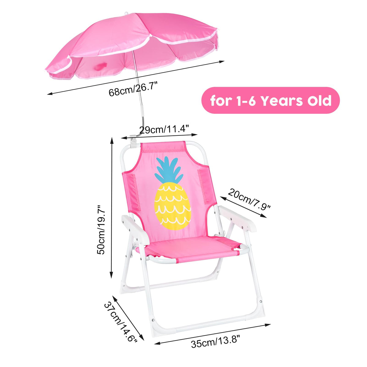 PLULON pineapple-pattern chair for toddlers, outdoor fun and comfort