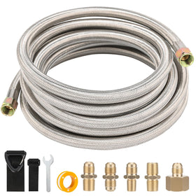 PLUMBINGMASTER 12ft braided propane hose for flexible outdoor grill connections.