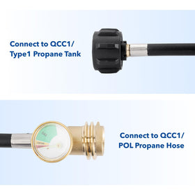 Extension hose showing engraved dial for quick fuel level checks.