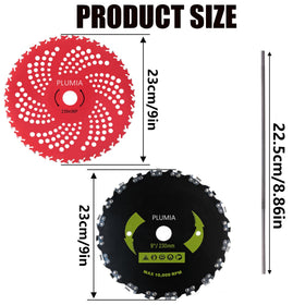 PLUMIA 9in 20T brush blade with adapter for 20mm arbors