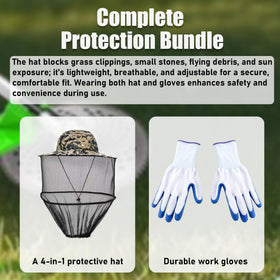 PLUMIA protective hat blocks debris and sun exposure