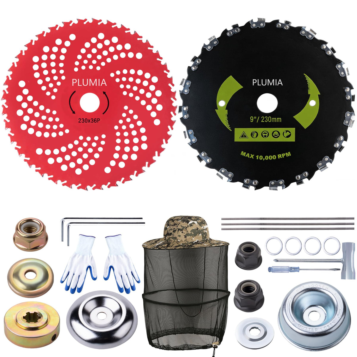 PLUMIA universal adapter kit shown for easy blade swap across brands