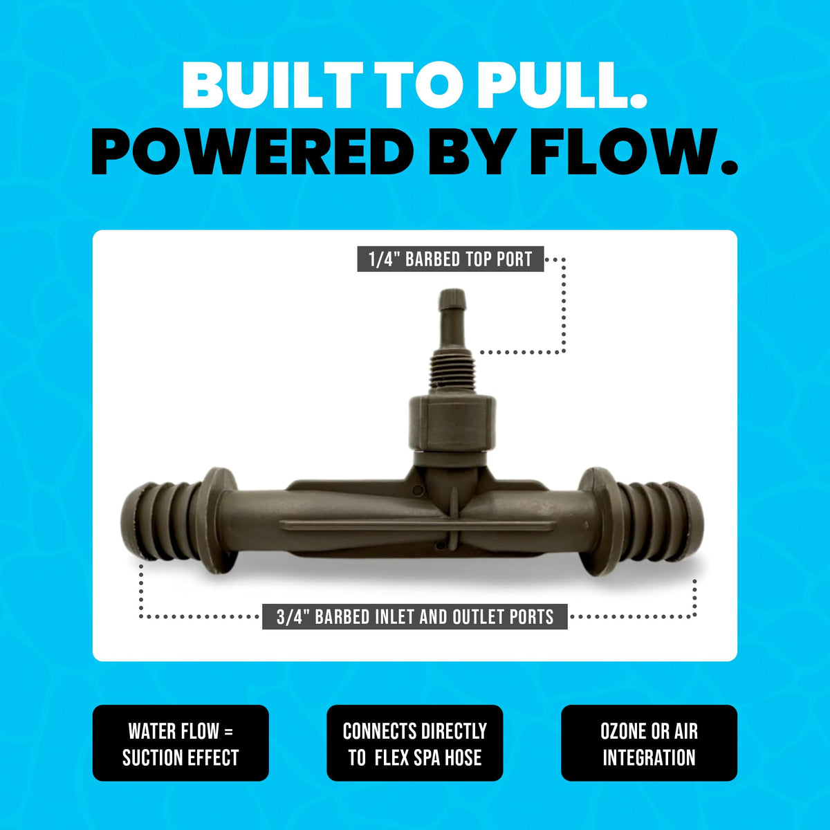 Plunge Crafters Ozone Venturi Injector features a 1/4-inch ozone port for precise dosing.