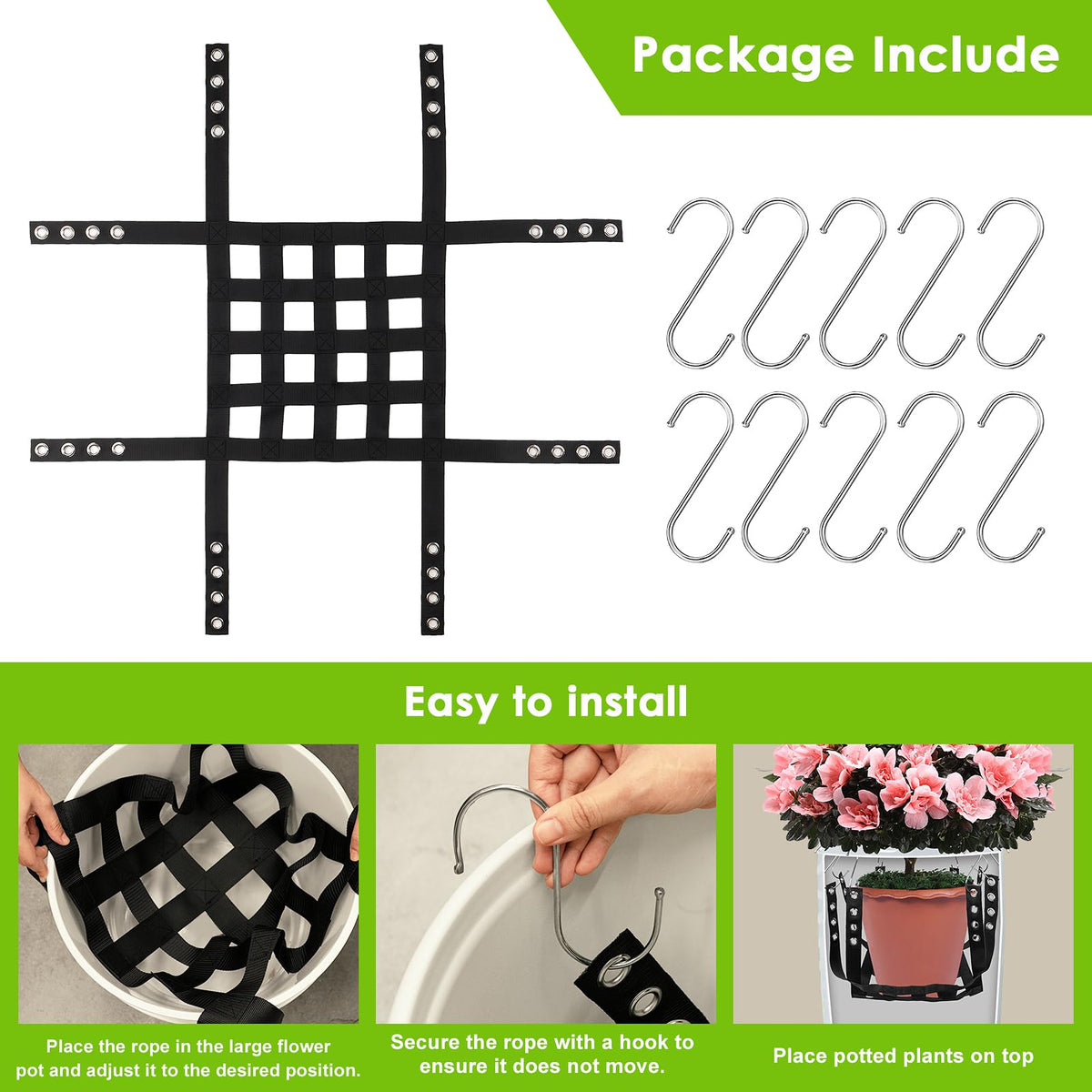 Plus tard planter insert strengthened hooks ensure durable lift for heavy pots.