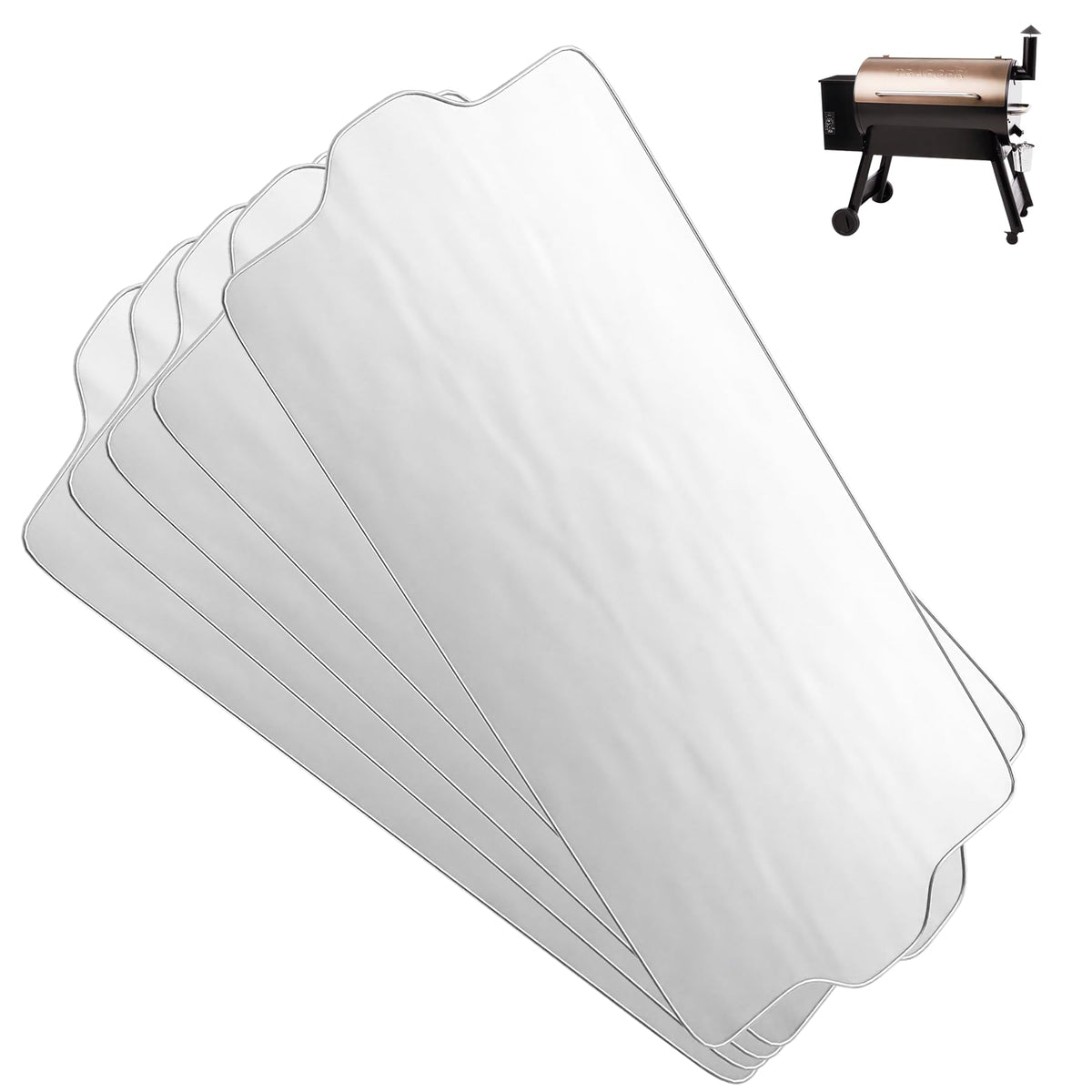 PLUSBROIL BAC410 liner laid flat for precise Traeger compatibility.