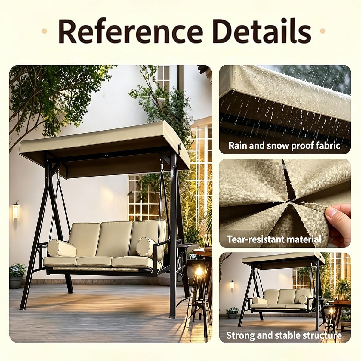 PLUSLEYSC canopy top installs quickly for secure outdoor shade on any swing.