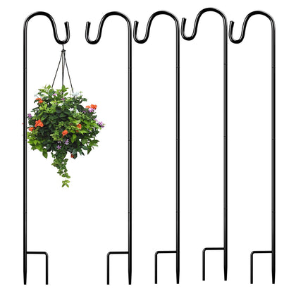 PLUVAVA 32-inch shepherds hook set for outdoor hanging pots and bird feeders.