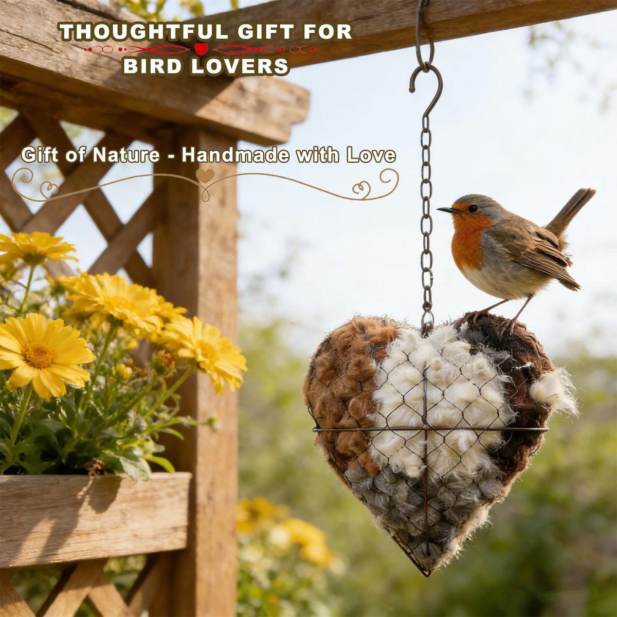 PMDYBY weatherproof iron heart shelters birds in all seasons