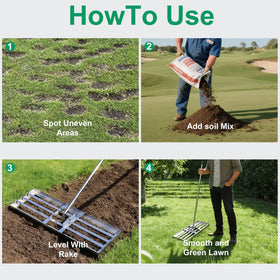 PMKBVI multi-purpose garden tool for lawn, compost, and gravel tasks