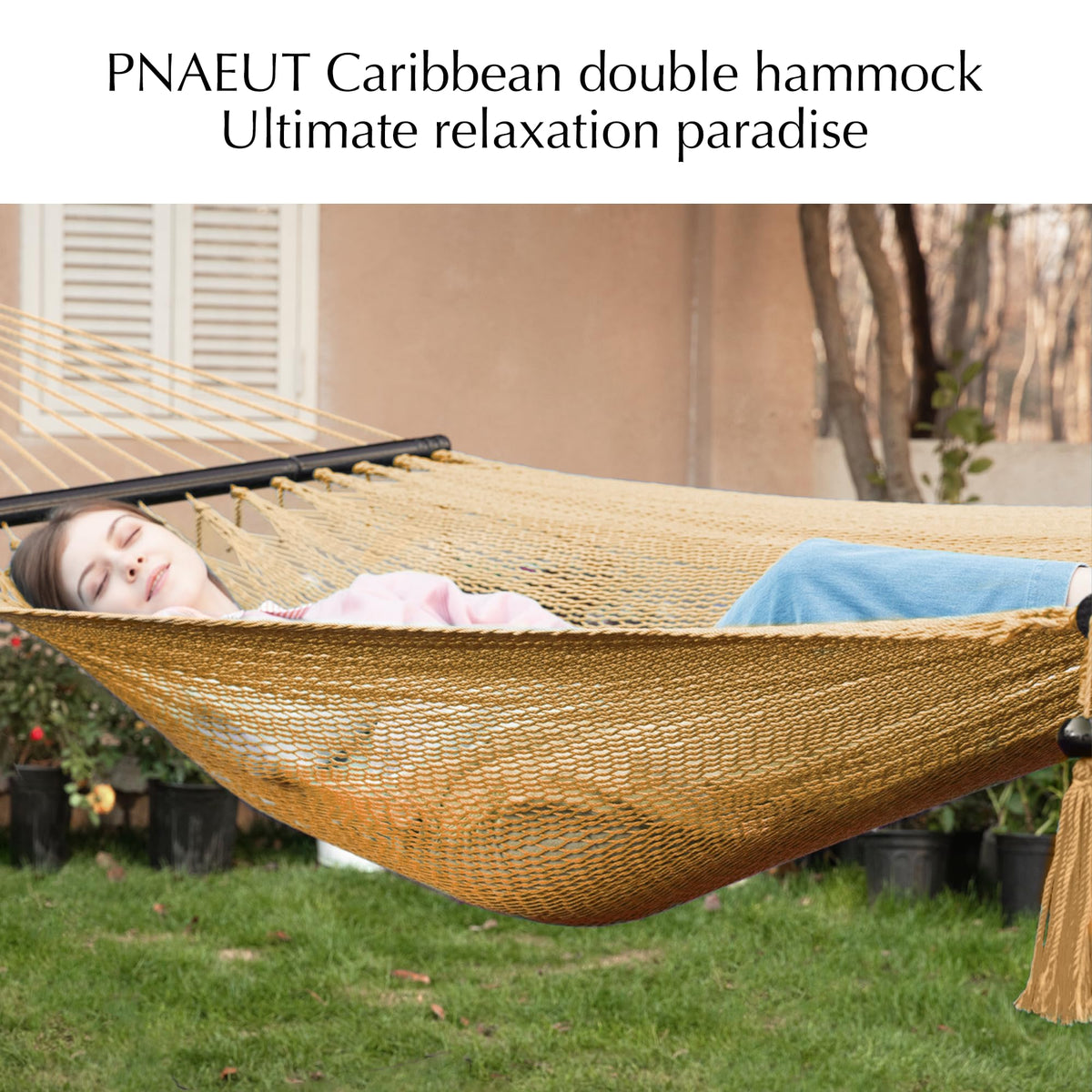 PNAEUT Caribbean hammock with a hardwood spreader bar for stable setup.