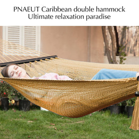 PNAEUT Caribbean hammock with a hardwood spreader bar for stable setup.