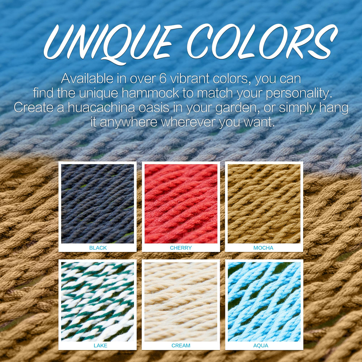 Vivid color options brighten patios, gardens, or beach settings.