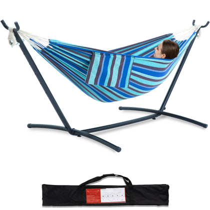 PNAEUT double hammock blue lagoon outdoor setup for two-person relaxation