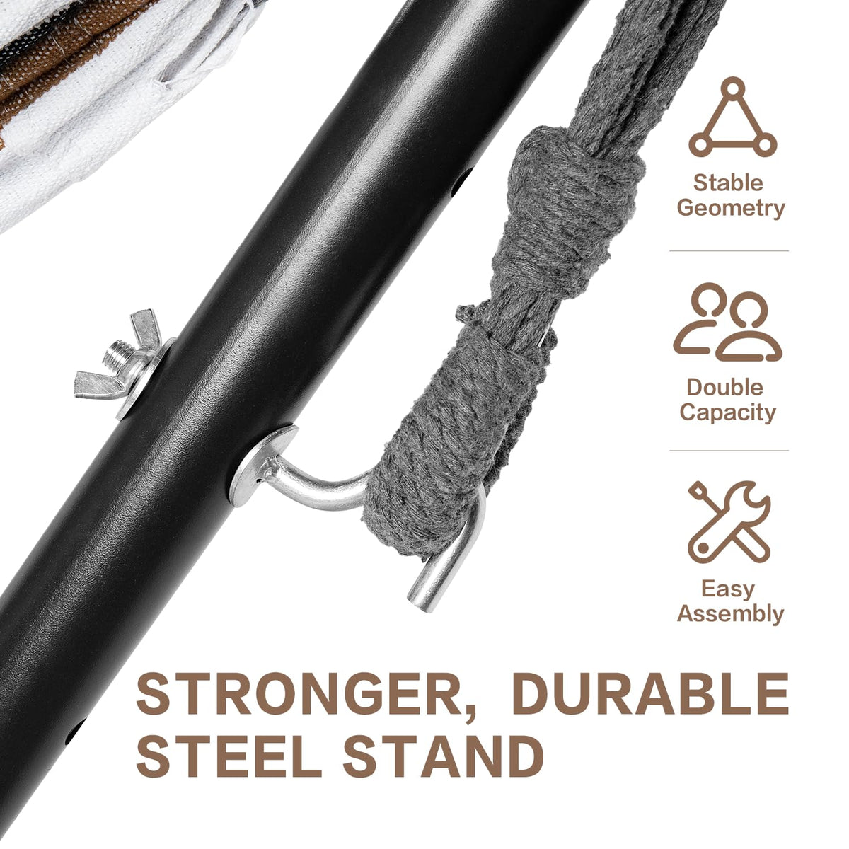 PNAEUT Hammocks Stand Black close-up of steel joints