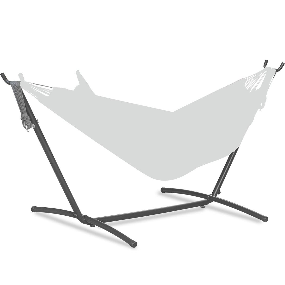 PNAEUT Hammocks Stand Black front view showing sturdy steel frame