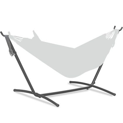 PNAEUT Hammocks Stand Black front view showing sturdy steel frame