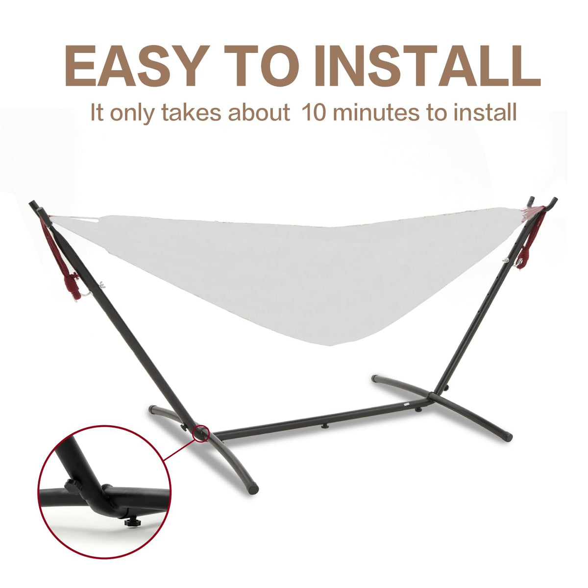 PNAEUT Hammocks Stand Black placed in yard ready for use