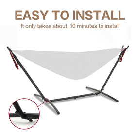 PNAEUT Hammocks Stand Black placed in yard ready for use
