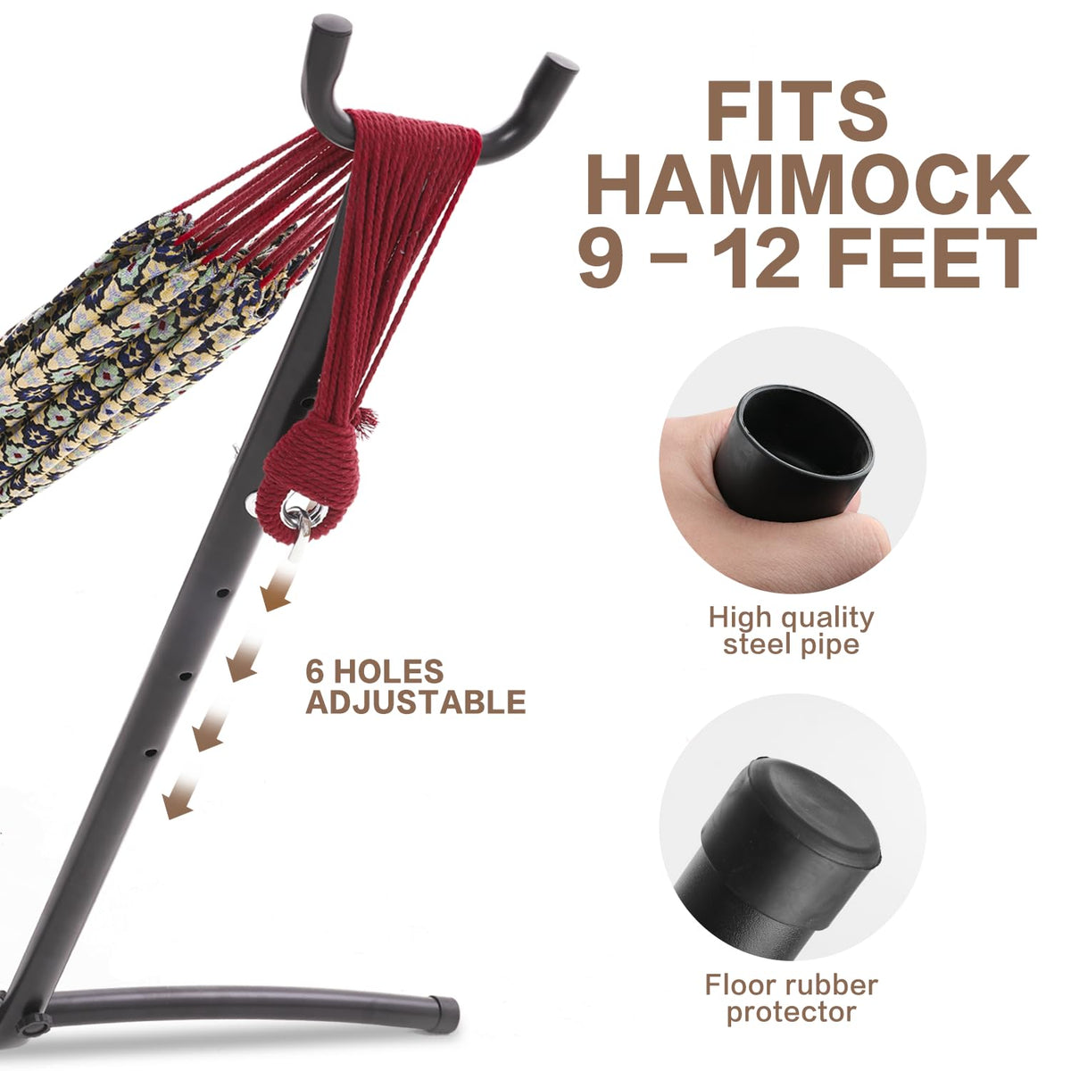 PNAEUT Hammocks Stand Black side view in outdoor space