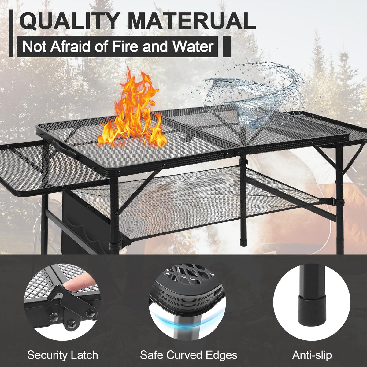 Pnbfhn folding grill mesh desktop with removable bag keeps supplies organized.