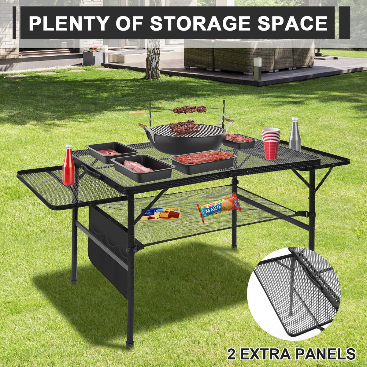Pnbfhn folding grill waterproof coating resists water and heat.