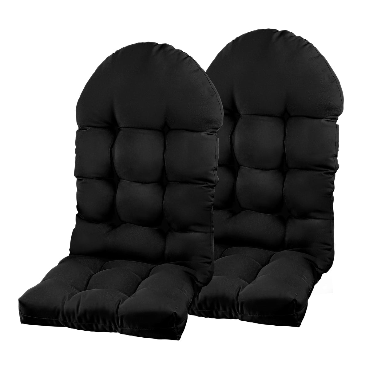 PNP HWJIAJU Adirondack cushions on chair, black two-pack, offer outdoor comfort.