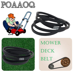 Aramid-cord belt closeup highlights high-strength fibers for reliable mowing