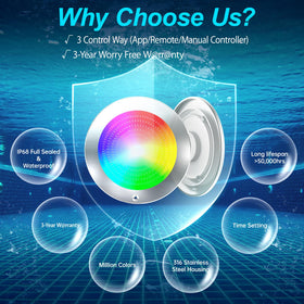 PoCare pool light controlled via app for customized lighting scenes