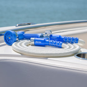 Pocket Hose Marine white exterior prevents scuffs on your boat deck
