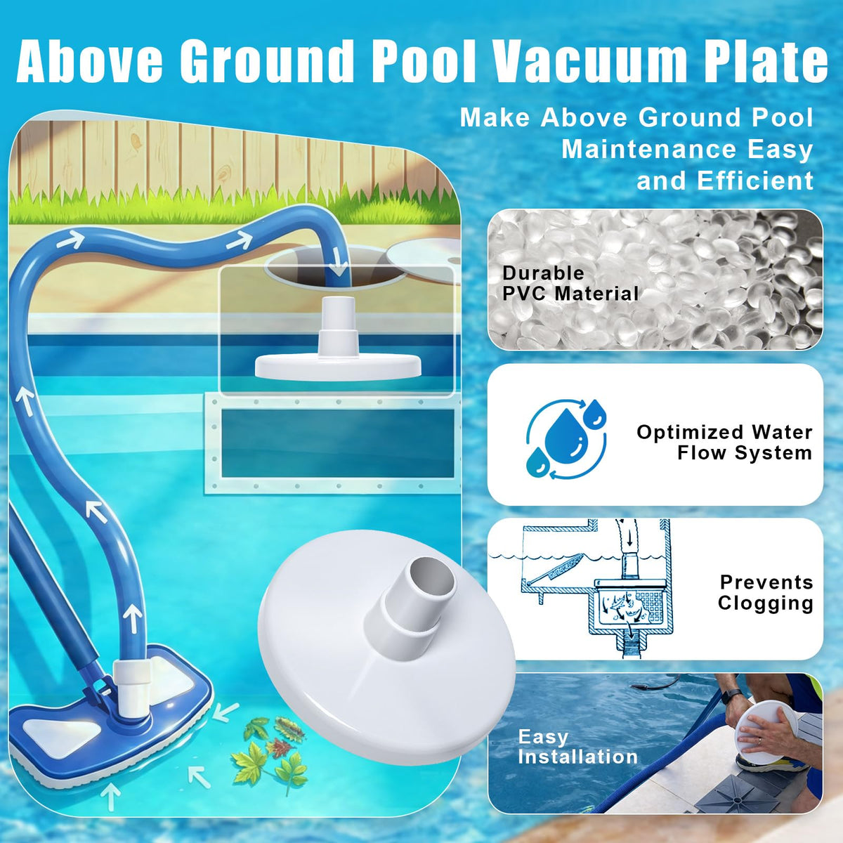 1-25-inch vacuum hose connector for quick, secure pool cleaning setup.