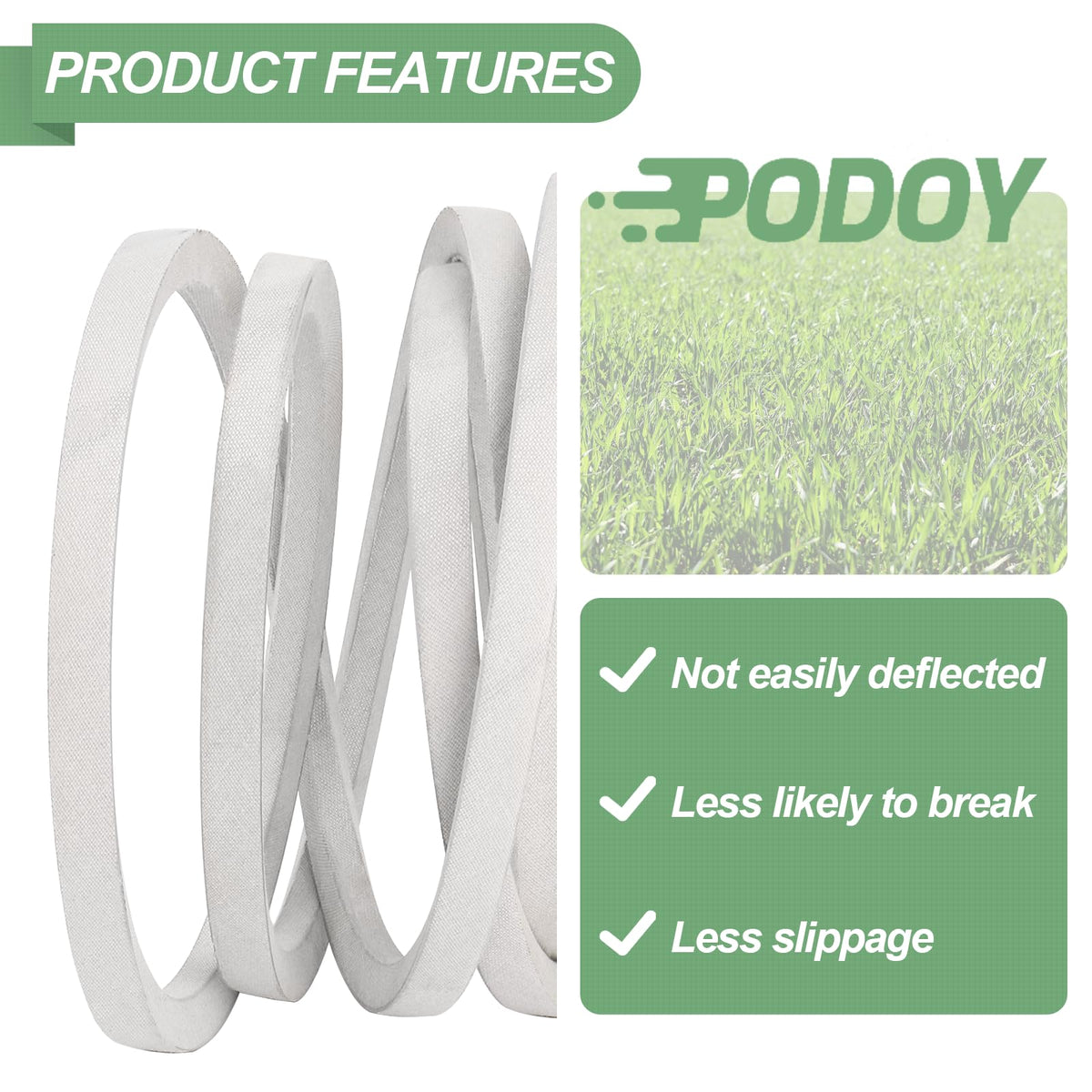 Durability closeup of Podoy 196103 belt indicating heat and wear resistance
