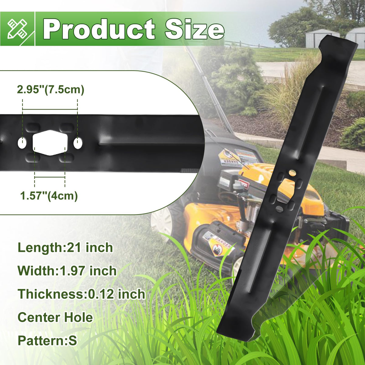 Podoy 21-inch mulching blade on deck, ready for efficient grass cutting