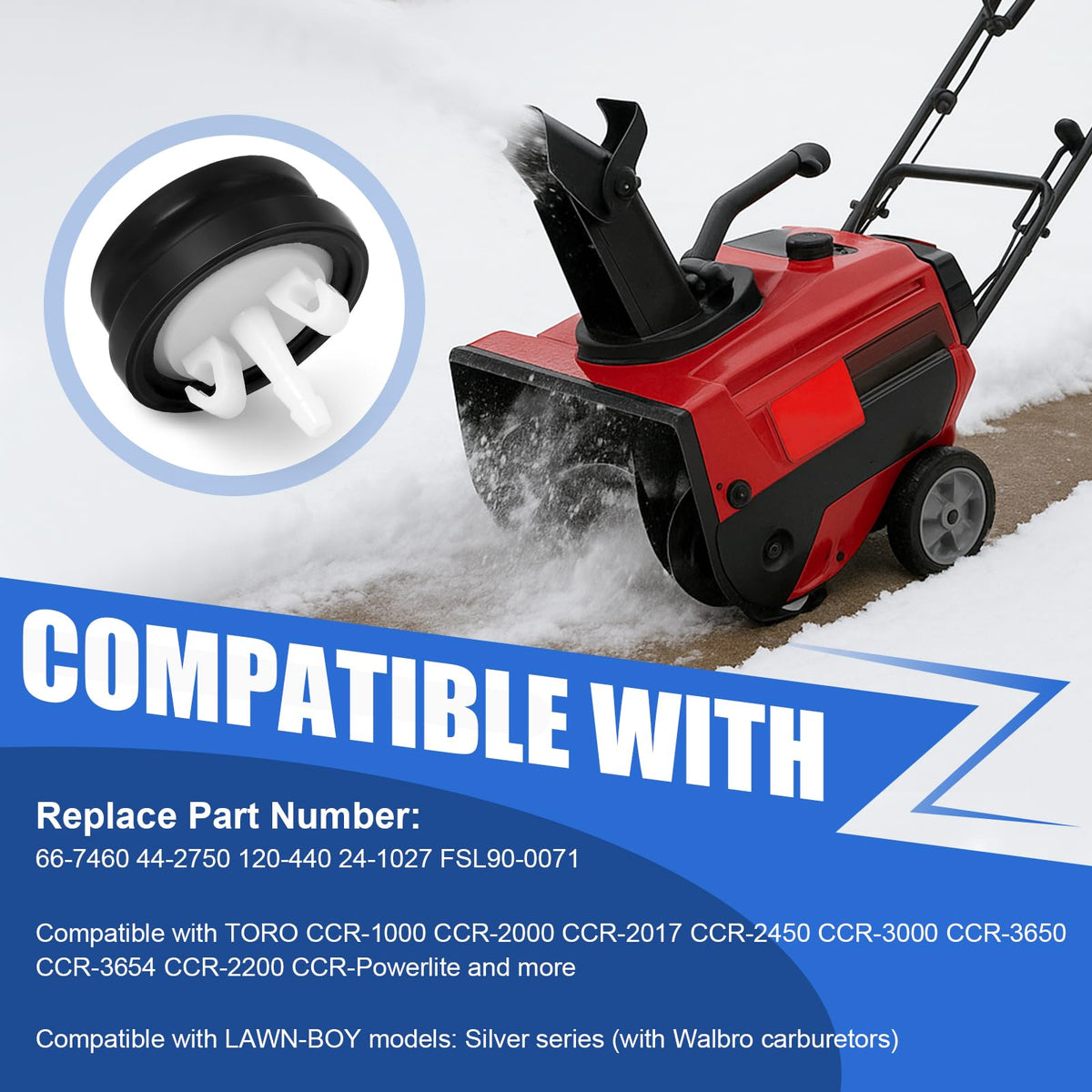 Podoy 667460 primer bulb in-use on snowblower carburetor.