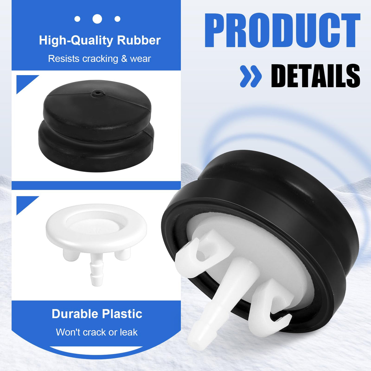 Podoy 667460 primer bulb side view highlighting flexible rubber material.