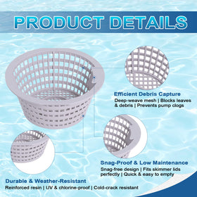 Podoy 8928 skimmer basket in use captures debris while maintaining water flow