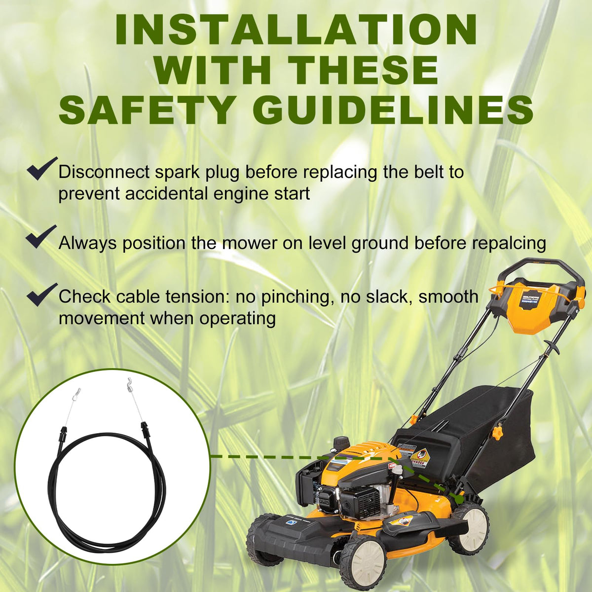 Podoy 946-05105A 63-inch conduit aids cable routing through mower chassis.