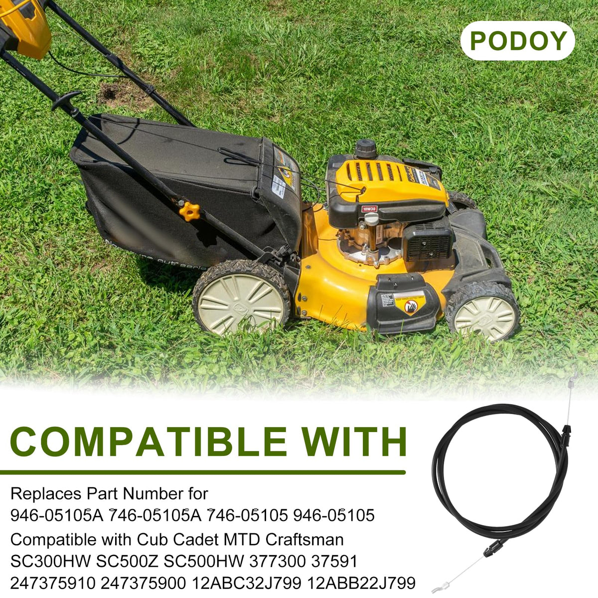 Podoy 946-05105A suitable for MTD lawn mowers with durable construction.