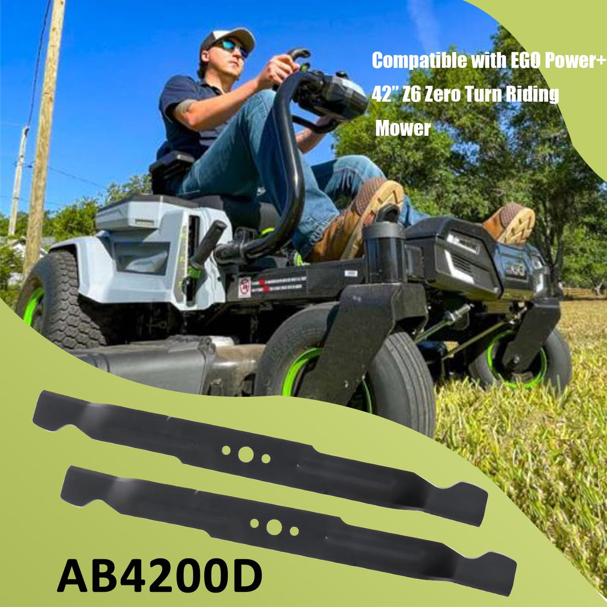 Podoy AB4200D mulching blades close-up show robust steel construction.