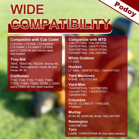 Podoy belt compatible with Craftsman 46-inch deck tractors for easy replacement.