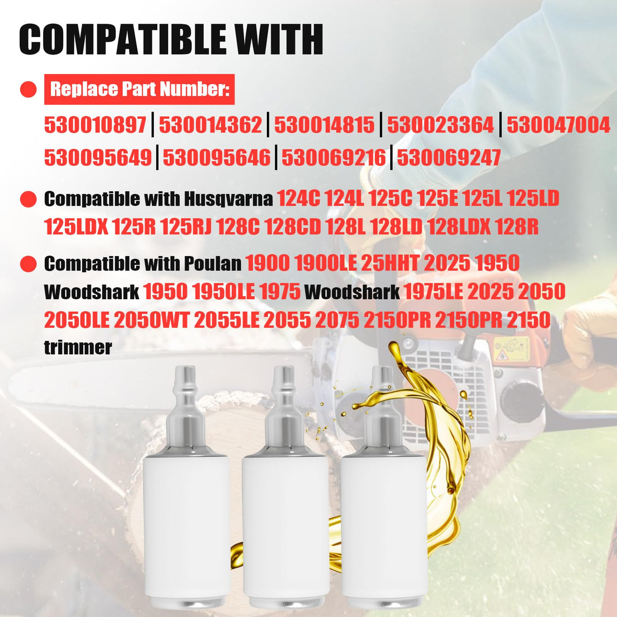 Podoy fuel filter with model list clarifies suitable engines and installation.